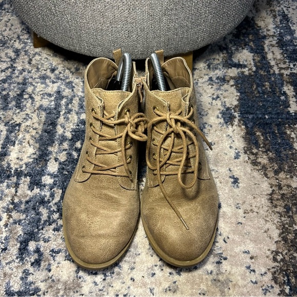 Torrid Tan Faux Leather Lace-Up Booties Size 8 Wide - Picture 7 of 13